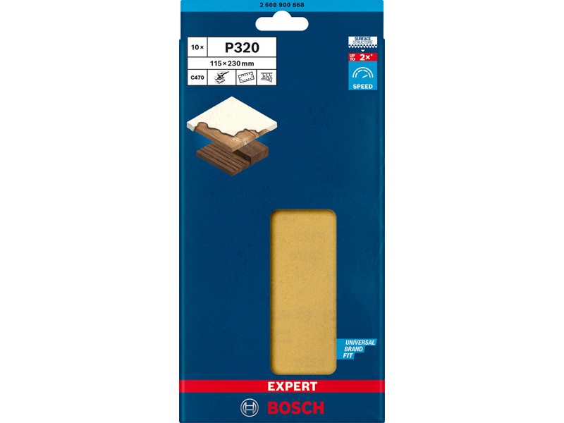 EXPERT C470 brusni papir s 14 luknjami za ekscentrične brusilnike, Dimenzije: 115x230mm, Zrnatost: 320, 2608900868
